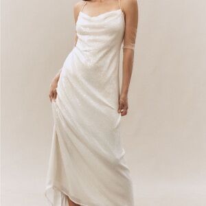 BHLDN Sequin Slip Dress with Cowl Neck